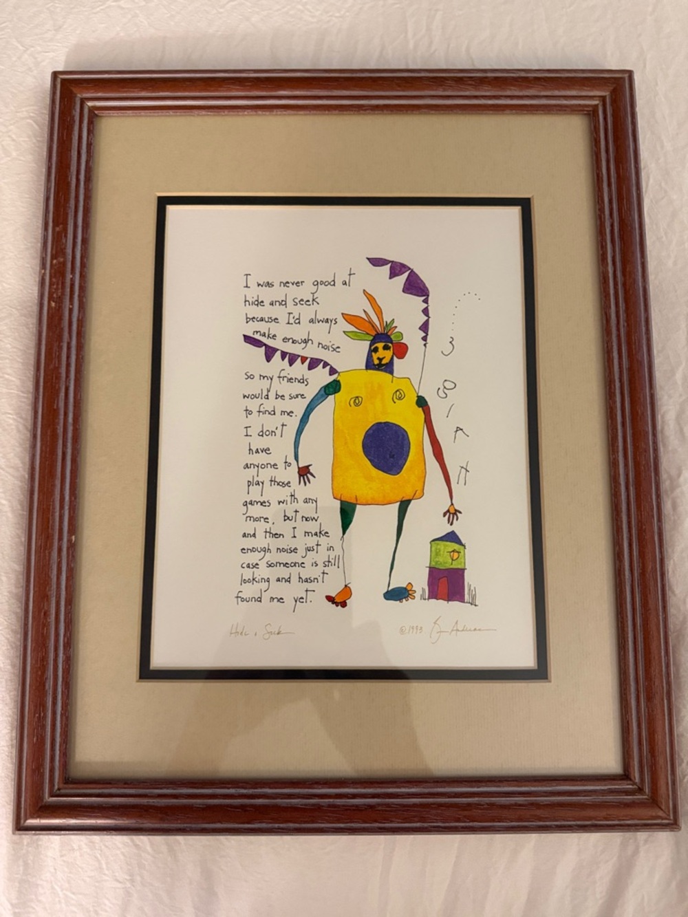 Story People Brian Andreas ‘Hide & Seek’ Signed Matted and Framed 1993